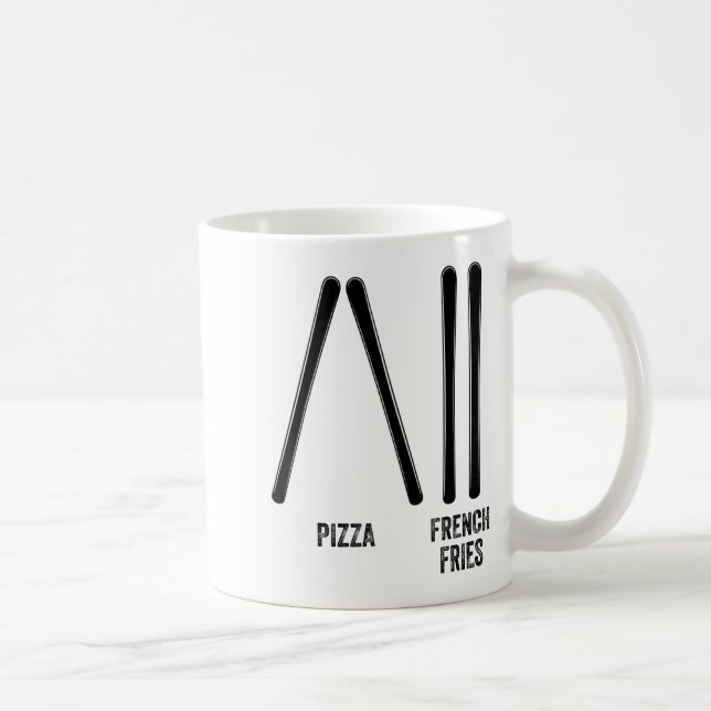 Caneca De Café Pizza de instrutor de esqui &amp; batata frita com (Direita)