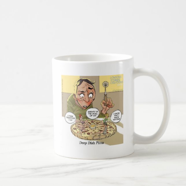 Caneca De Café Pizza Deep Dish Engraçada Filosófica (Direita)