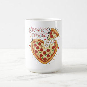 Caneca De Café Pizza Engraçada Meu Coração Pun Comida Romântica