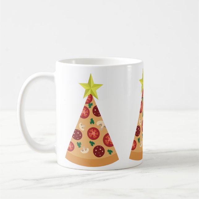 Caneca De Café pizza feia árvore de natal engraçado (Esquerda)