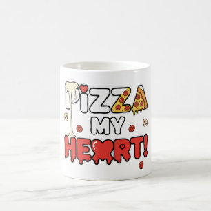 Caneca De Café Pizza Fofa Meu Coração Trocadilho Divertido para A