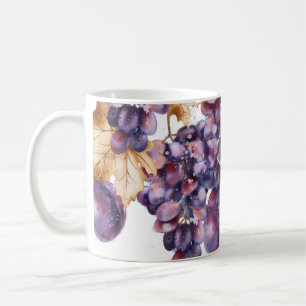 Caneca De Café Placa de aquarela de Uvas