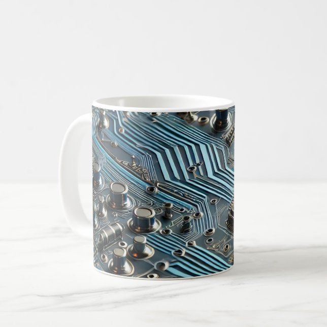 Caneca De Café Placa de Circuito Azul (Frente Esquerda)