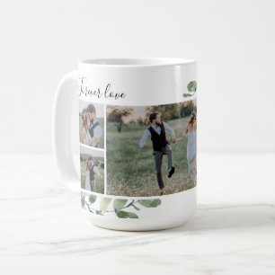 Caneca De Café Placa de Colagem de Fotos de Casamento de Eucalipt