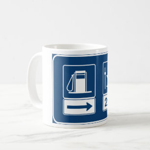 Caneca De Café Placa de Estrada Azul Retro de Posto de Combustíve