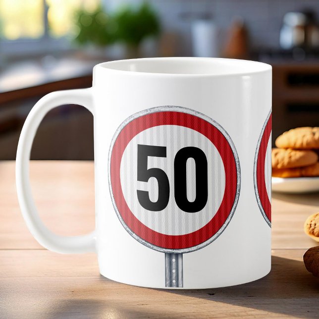 Caneca De Café Placa de limite de velocidade de IDADE PERSONALIZA (Criador carregado)