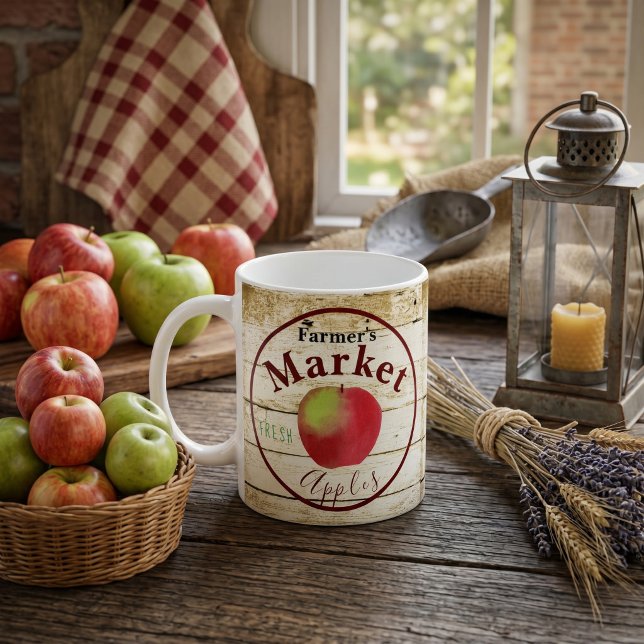 Caneca De Café placa de maçãs do mercado do agricultor (Criador carregado)