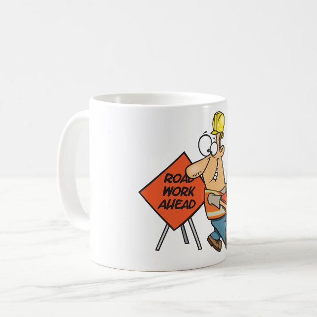 Caneca De Café Placa de obra engraçada de trabalhador de construç (Frente Esquerda)