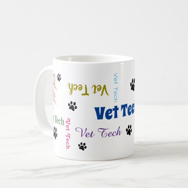 Caneca De Café placa de papel de vet tech (Frente Esquerda)