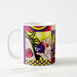 Caneca De Café Placa de pop para ilustração, arte,pop,bela,cômica
