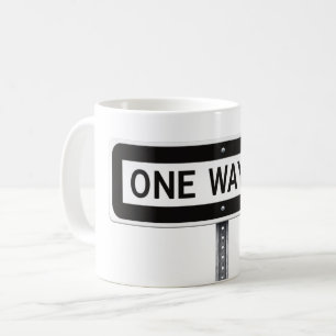 Caneca De Café Placa de rua preta e branca de uma via