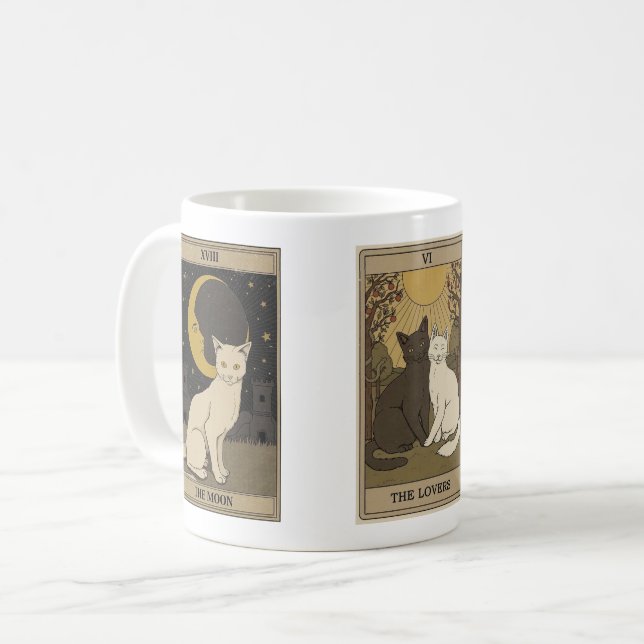 Caneca De Café Placa de Tarot de gatinho (Frente Esquerda)