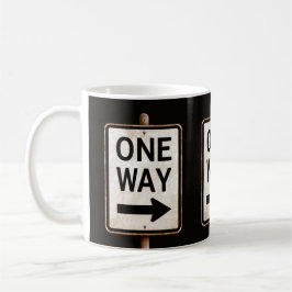 Caneca De Café Placa de trânsito ONE WAY vintage enferrujada