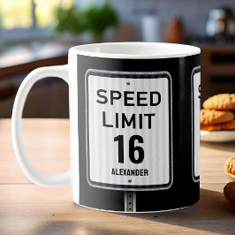 Caneca De Café Placa de Velocidade de Aniversário de 16 Anos Mode