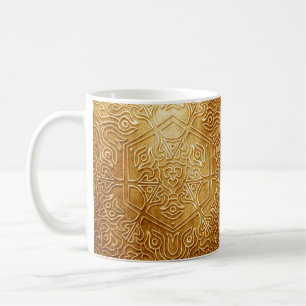 Caneca De Café Placa metálica Dourada do Ornamentado clássico
