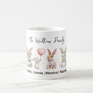 Caneca De Café Placa Personalizada da Família do Coelho de Páscoa