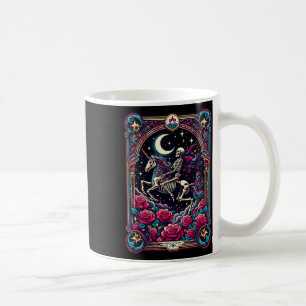 Caneca De Café Placa Tarot Skeleton Floral Unicorn Colorida