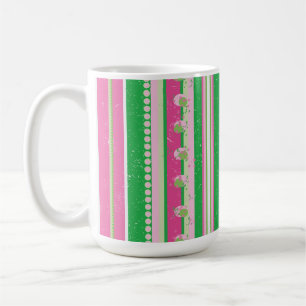 Caneca De Café Placas de Abstrato, rosa e verde