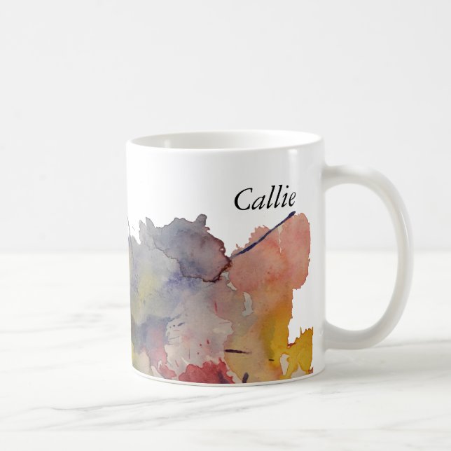 Caneca De Café Placas de Cores Primárias de Aquarela, Personaliza (Direita)