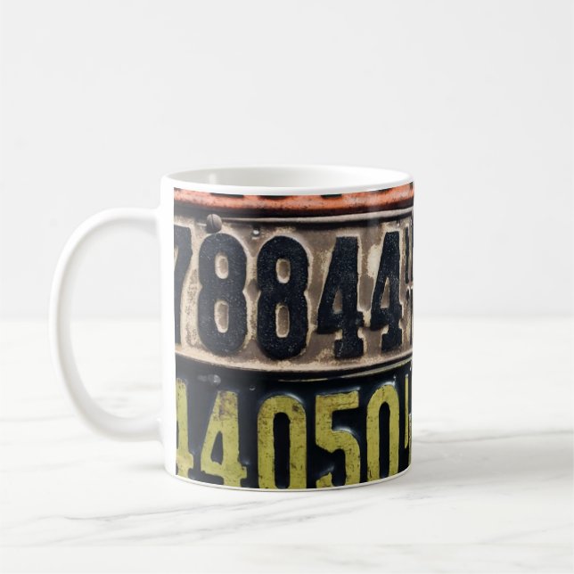 Caneca De Café Placas de Licença Vintage (Esquerda)