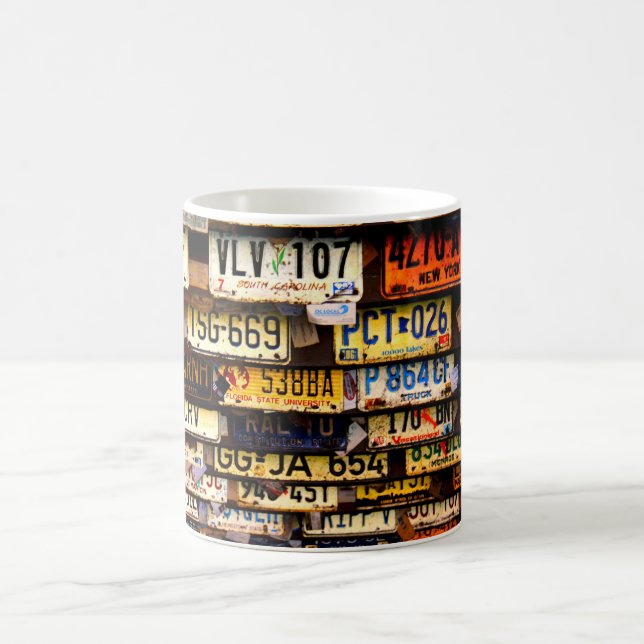 Caneca De Café Placas de Licença Vintage (Centro)