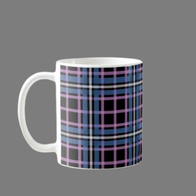 Caneca De Café Plaid Classic Mug – Blue & Lavender Checkered (Criador carregado)
