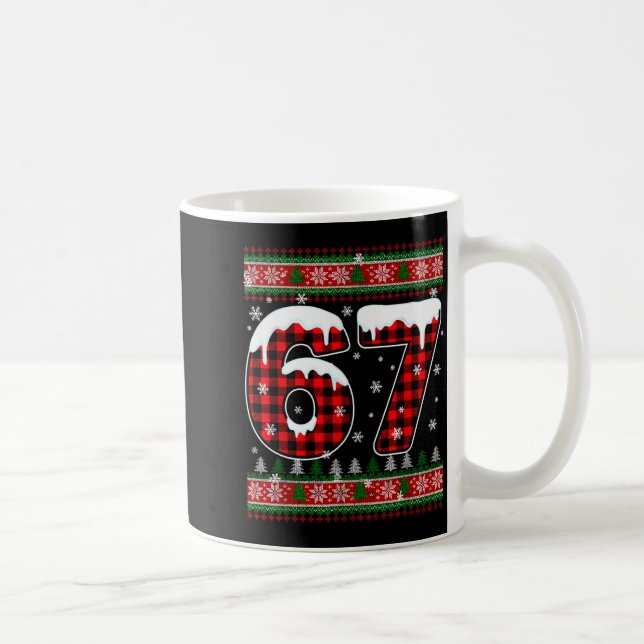 Caneca De Café Plaid Snowflake Six Seven Christmas 67 Meme  (Direita)