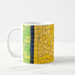 Caneca De Café Planeamento de paredes de tijolos amarelas, pretas