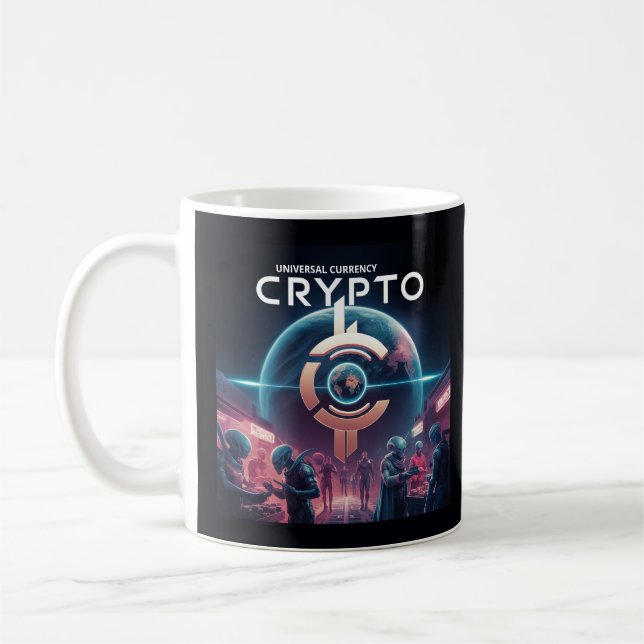 Caneca De Café Planeta Criptográfico Preto (Esquerda)