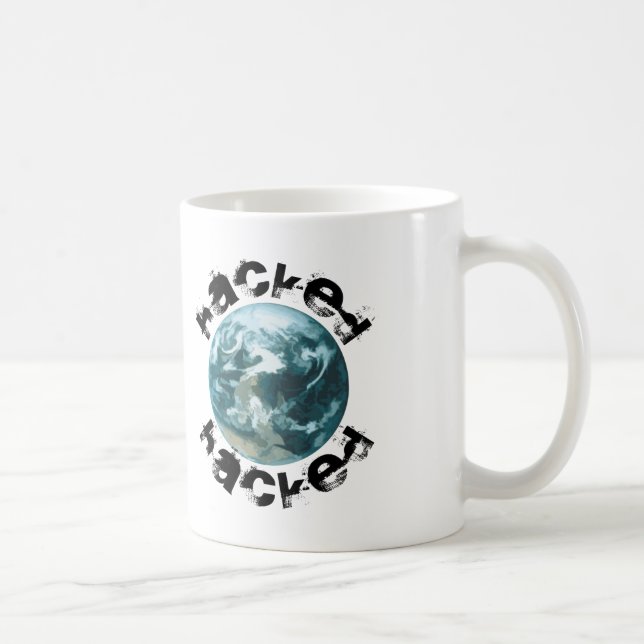 Caneca De Café Planeta Hackeado Terra (Direita)