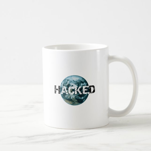 Caneca De Café Planeta Hackeado Terra (Direita)