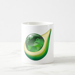 Caneca De Café Planeta Sustentável Eco Earth Avocado Globe