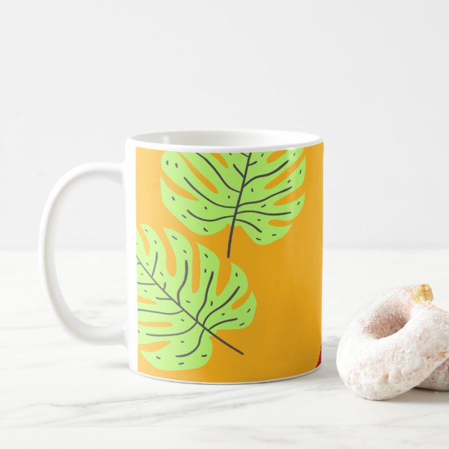 Caneca De Café Planeta Tons de Verde Terra (Com Donut)