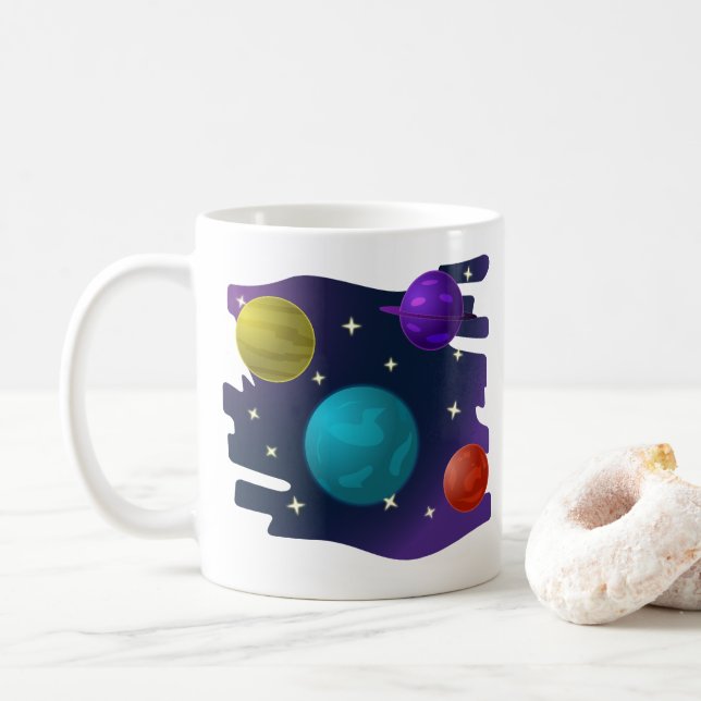 Caneca De Café Planetas Retro (Com Donut)