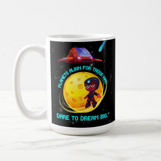 Caneca De Café Planetas se alinham para quem ousa sonhar grande (Esquerda)