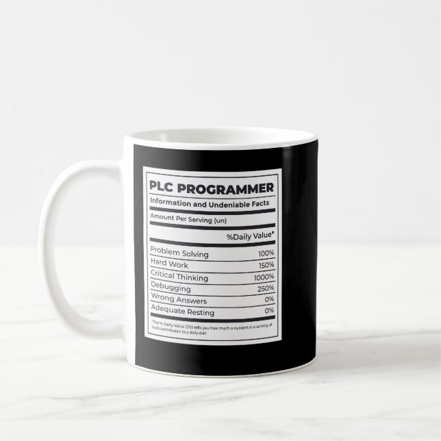 Caneca De Café Planilha de Nutrição do Programador (Esquerda)