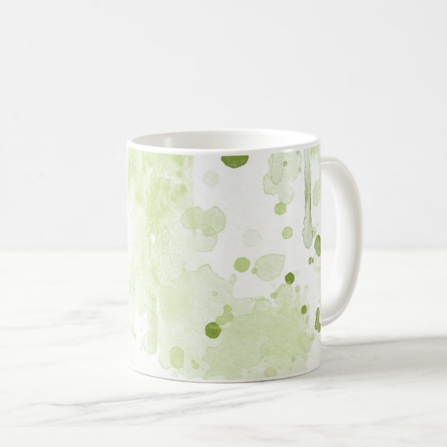 Caneca De Café Planilhas de Aquarela Verde e Sage (Frente Esquerda)