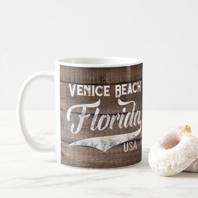 Caneca De Café Plank Venice Beach, Flórida Personalizável (Com Donut)