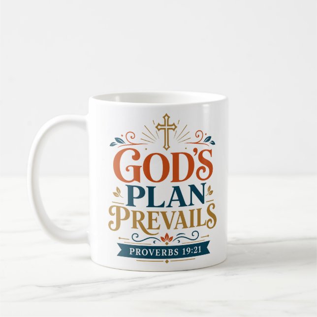 Caneca De Café Plano de Deus Prevalece Citação de Verdade Bíblica (Esquerda)