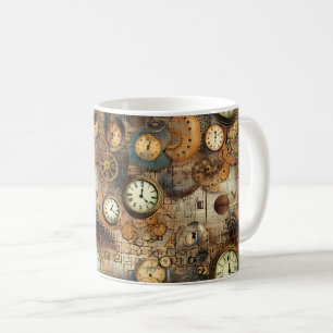 Caneca De Café Plano de Engenharia Steampunk Marrom Latão