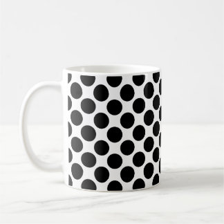 Caneca De Café Plano de fundo branco do padrão do círculo preto