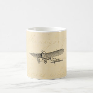 Caneca De Café Plano velho retro do suporte do avião da hélice do