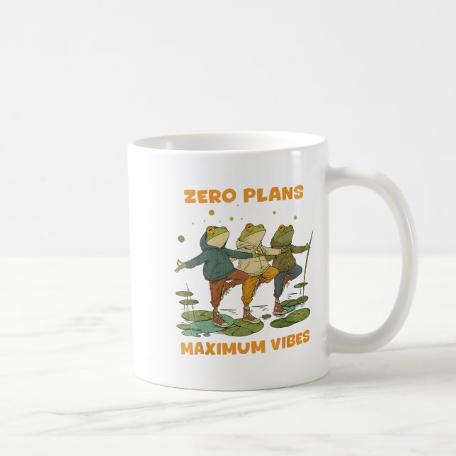Caneca De Café Planos Zero Máximo de Vibes Engraçado Sapo Hoodie  (Direita)