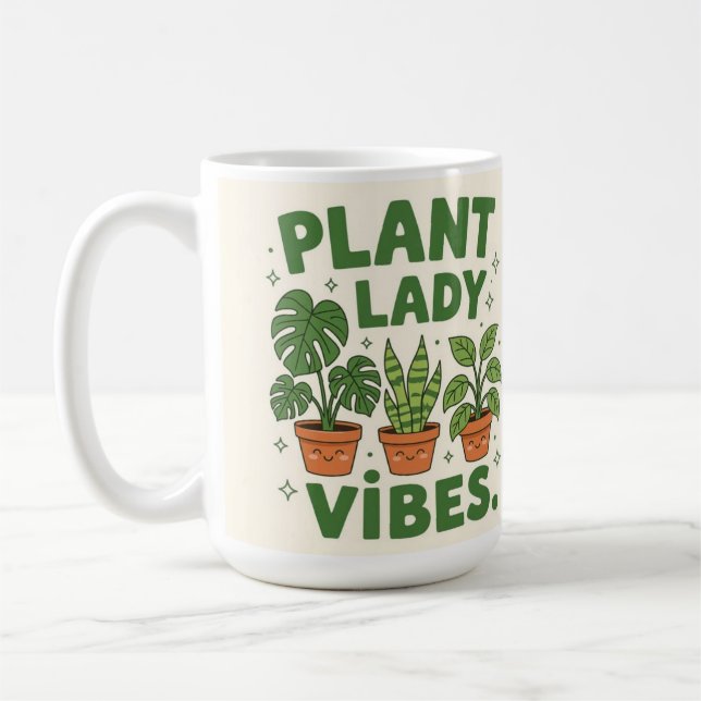Caneca De Café Plant lady vibes cute botanical Coffee Mug (Esquerda)
