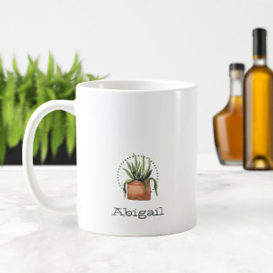 Caneca De Café Planta de Absorção de Aquarelas + Nome ou Monogram