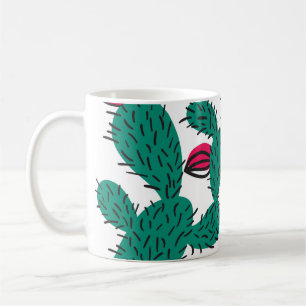 Caneca De Café Planta de cactus, padrão verde vintage sem costura