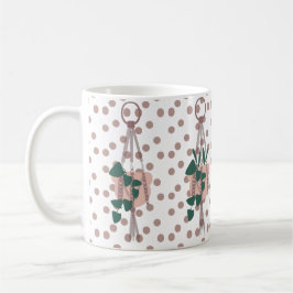 Caneca De Café Planta de Casa Fofa e Macramê Pendurado com Pontos