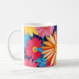 Caneca De Café Planta de Flores de Gerbera Daisies Vibrantes