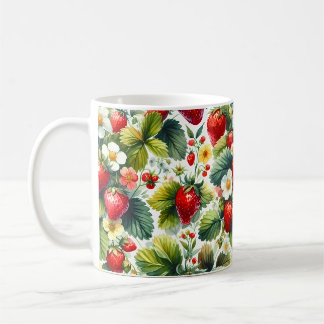Caneca De Café Planta De Morango De Retro - Charme De Jardim De V (Esquerda)