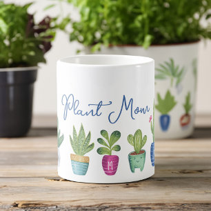 Caneca De Café Planta Mãe Diversão e Plantas Cultivadas Monograma